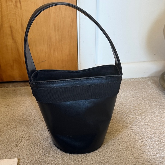 Vintage Salvatore Ferragamo Black Leather Bucket Bag with Gold Accent - Picture 7 of 10